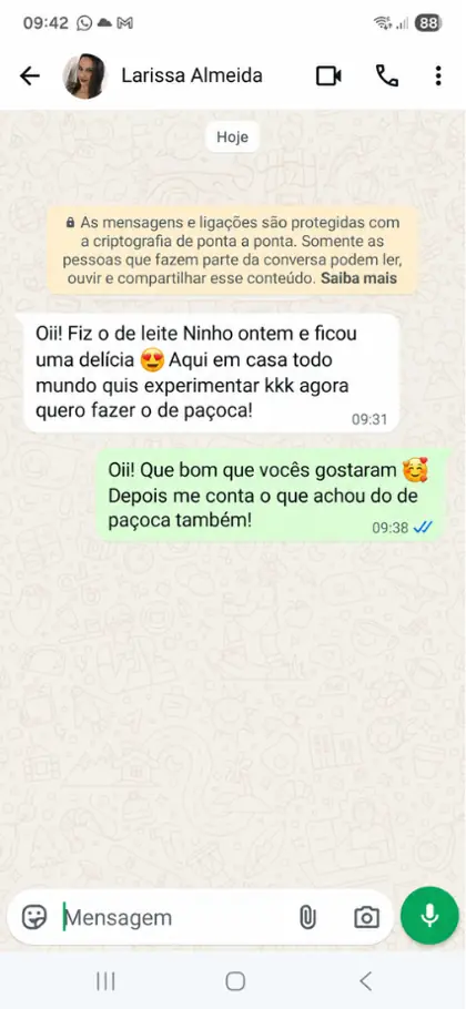 Print da conversa de 
 no WhatsApp