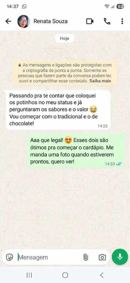 Print da conversa de 
 no WhatsApp